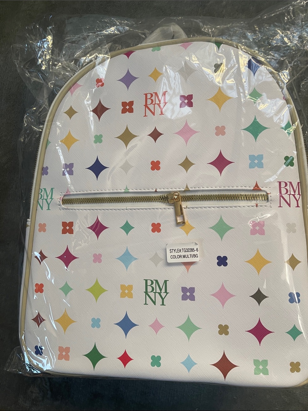 Backpack Badgley Mischka White Multi-Color Patterned Backpack - Picture 6 of 6